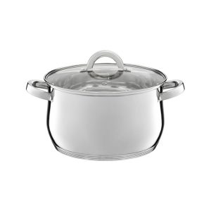 Ambition, Pot With Glass Lid, Berry, 22 Cm, 4.8 L Stainless Steel, Tempered Glass