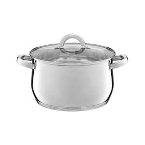 Ambition, Pot With Glass Lid, Berry, 24 Cm, 8.5 L Stainless Steel, Tempered Glass