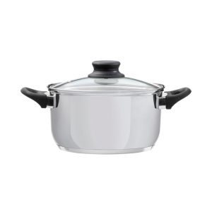 Domotti, Pot With Lid, Lima, 20 Cm, 3.6 L Stainless Steel, Tempered Glass