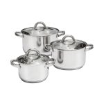Ambition, Cookware Set 6 Pcs With Lid, Berry, Stainless Steel, Tempered Glass