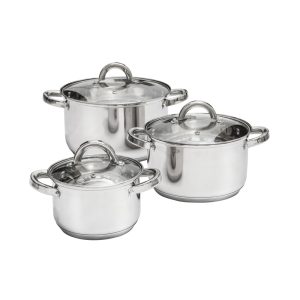 Ambition, Cookware Set 6 Pcs With Lid, Berry, Stainless Steel, Tempered Glass