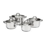 Ambition, Cookware Set 8 Pcs With Lid, Berry, Stainless Steel, Tempered Glass