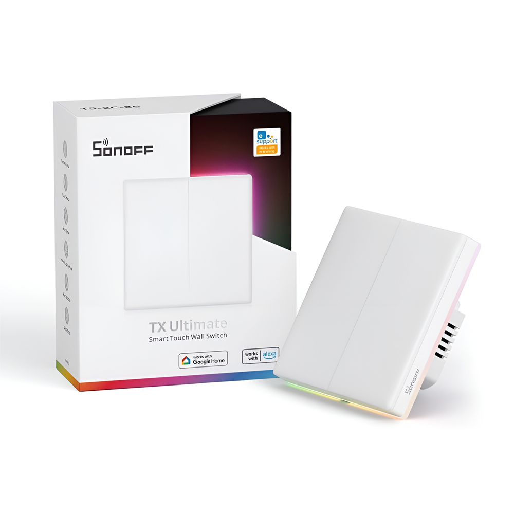 Sonoff Wi-Fi Smart Touch Wall Switch TX Ultimate 2-Gang (Neutral Wire), White - Image 3