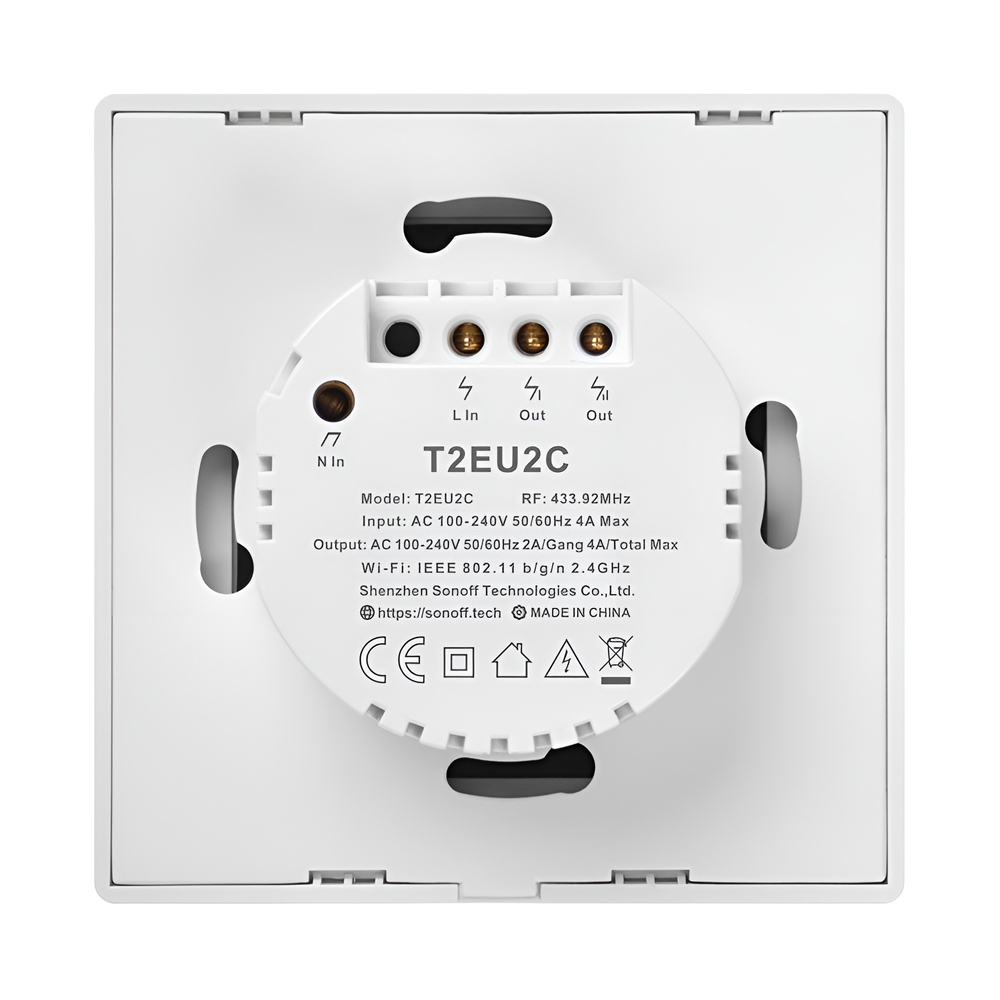 Sonoff Wi-Fi Smart Touch Wall Switch TX Series 2-Gang (Neutral Wire), White - Image 4