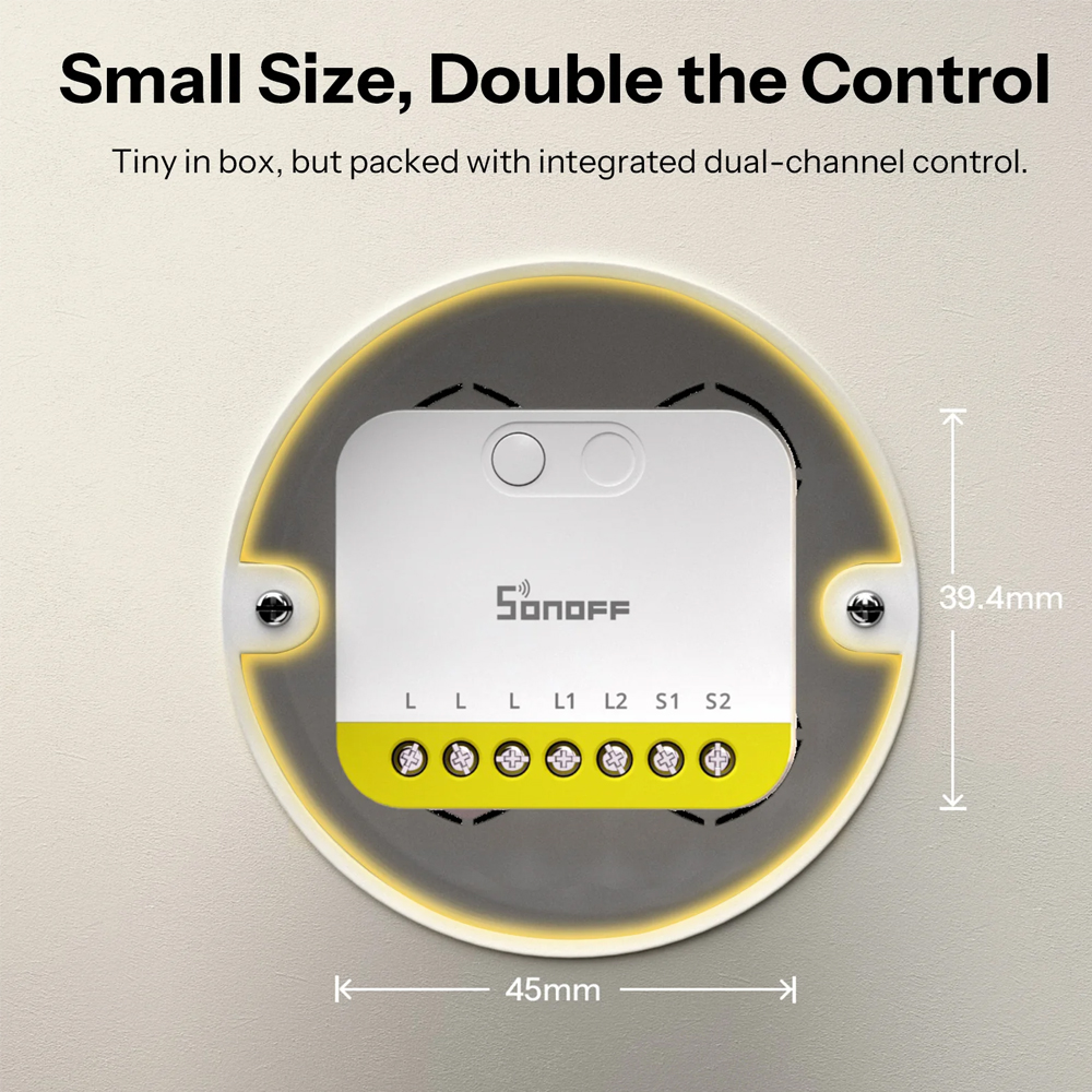 Sonoff Zigbee Smart Switch MINI-ZB2GS-L Mini Duo 2-Gang (No Neutral Required) - Image 3