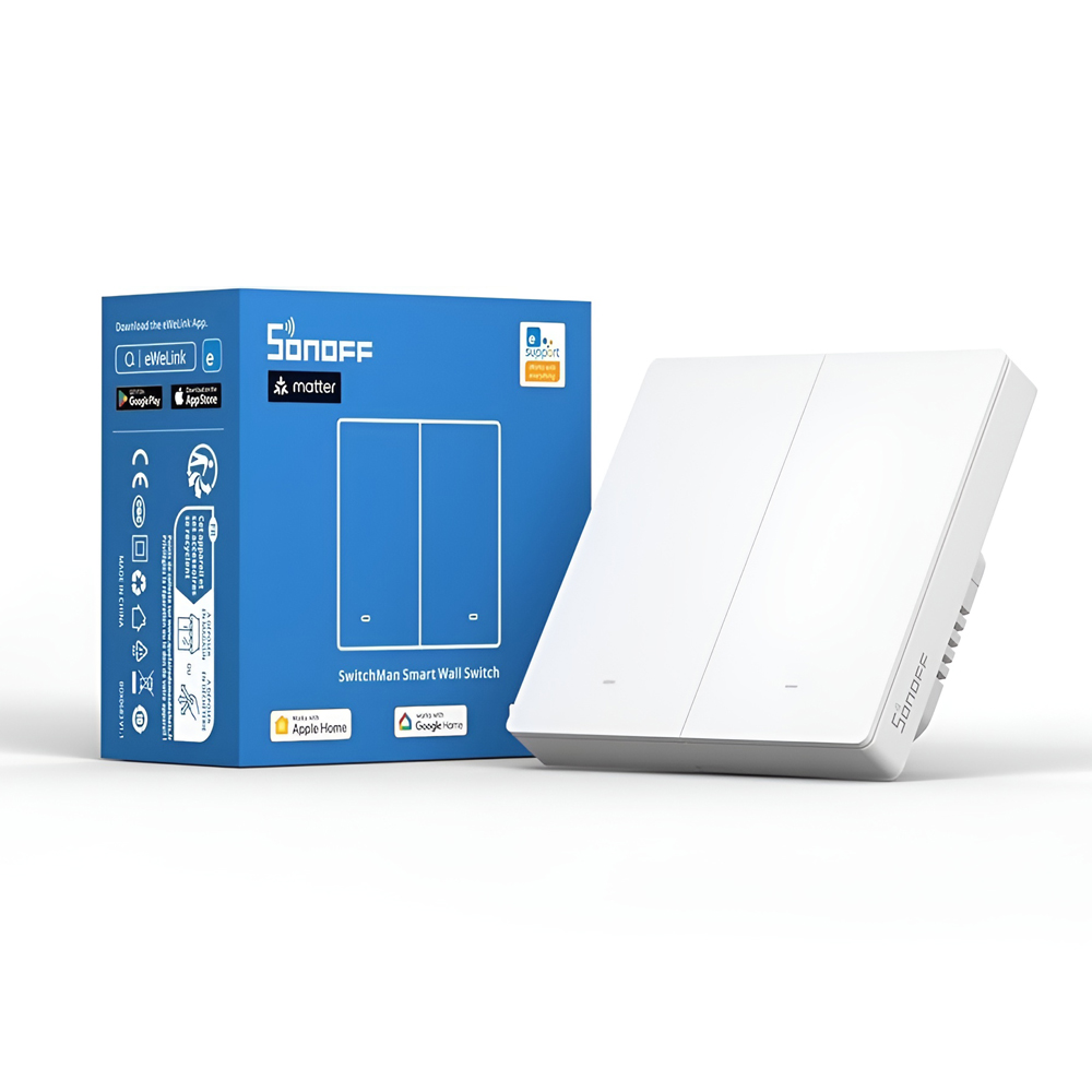 Sonoff Matter Over Wi-Fi Smart Wall Switch SwitchMan M5 2-Gang (Neutral Wire), White - Image 4