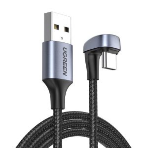 UGREEN Cable USB to 180° Type-C 2.0 3A 18W 2M Aluminum Braided US311, Black
