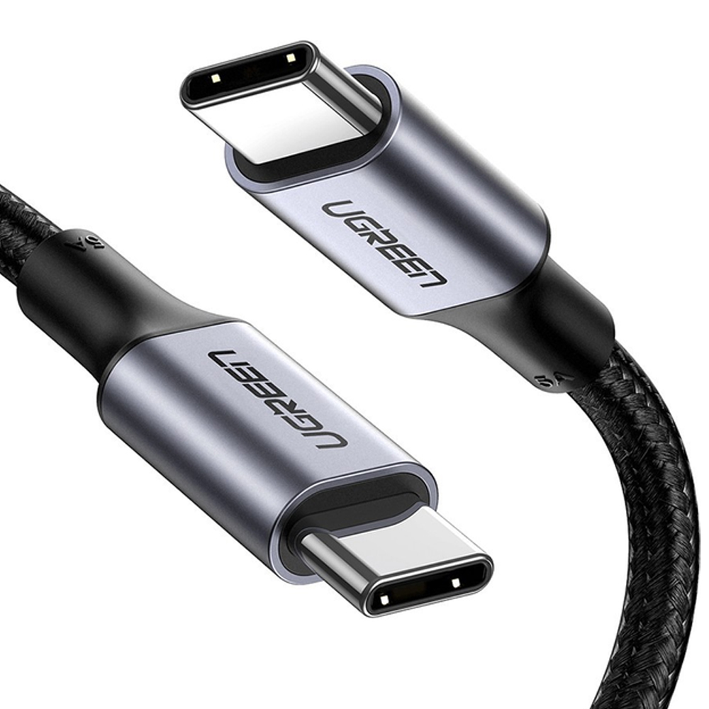 UGREEN Cable Type-C 2.0 to Type-C 2.0 5A 100W 1M Aluminum Braided US316, Black - Image 2