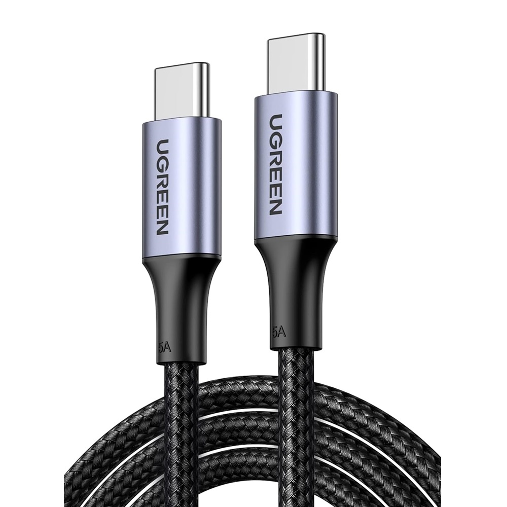 UGREEN Cable Type-C 2.0 to Type-C 2.0 5A 100W 1.5M Aluminum Braided US316, Black - Image 2