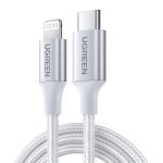 UGREEN Cable Type-C to Lightning MFI, 3A, 1M, Shell Braided, US304, Silver