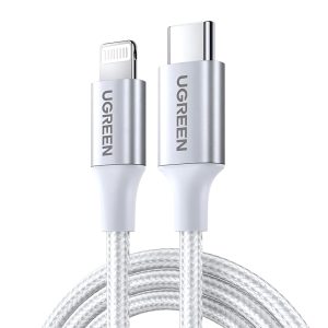 UGREEN Cable Type-C to Lightning MFI, 3A, 1,5M, Shell Braided, US304, Silver