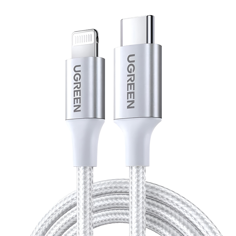 UGREEN Cable Type-C to Lightning MFI, 3A, 1,5M, Shell Braided, US304, Silver