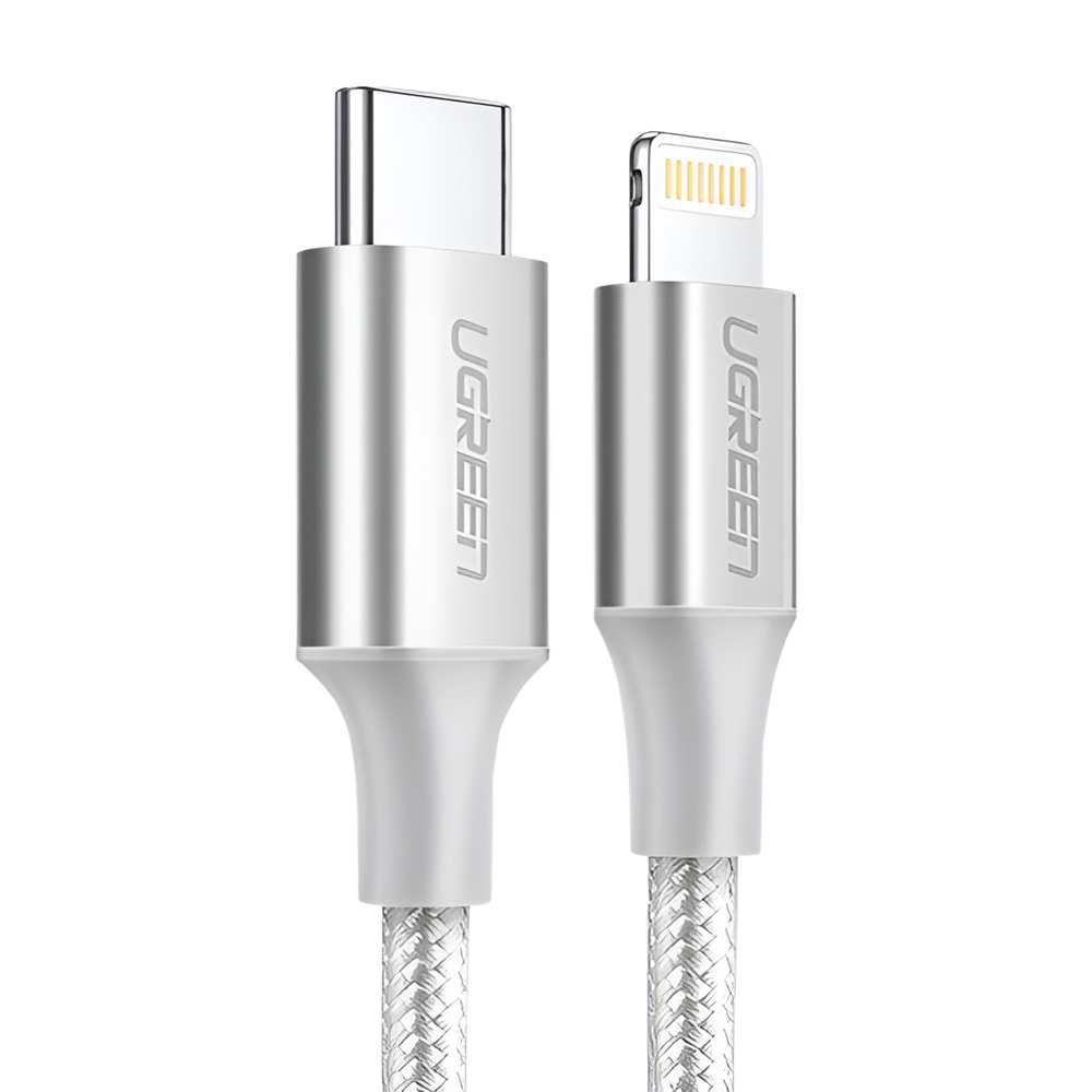 UGREEN Cable Type-C to Lightning MFI, 3A, 1,5M, Shell Braided, US304, Silver - Image 3