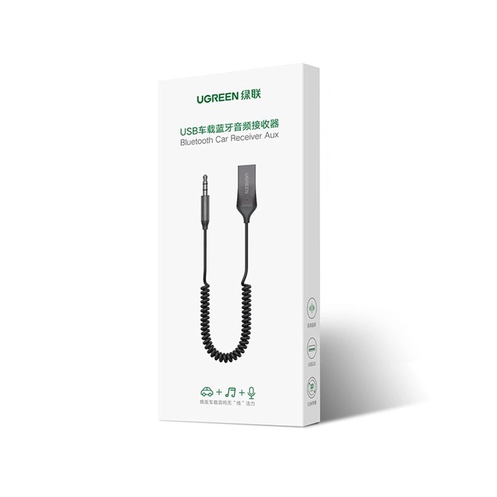 UGREEN Adapter Audio Receiver Car Bluetooth V5.0 USB-A and 3.5mm CM309, Black - Image 2