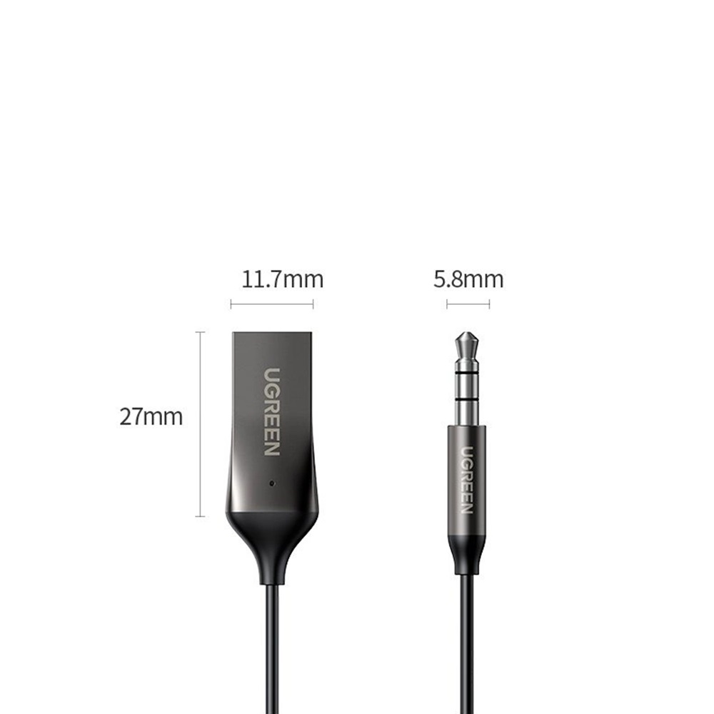 UGREEN Adapter Audio Receiver Car Bluetooth V5.0 USB-A and 3.5mm CM309, Black - Image 3