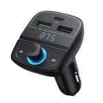 UGREEN FM Bluetooth Transmitter V5.0 + Car Charger 1*USB-A 3.0 QC3.0 + 1*Type-A 2.0 + 1*USB-C PD + TF Slot CD229, Black