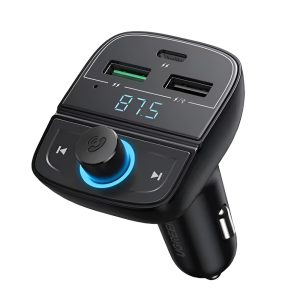 UGREEN FM Bluetooth Transmitter V5.0 + Car Charger 1*USB-A 3.0 QC3.0 + 1*Type-A 2.0 + 1*USB-C PD + TF Slot CD229, Black