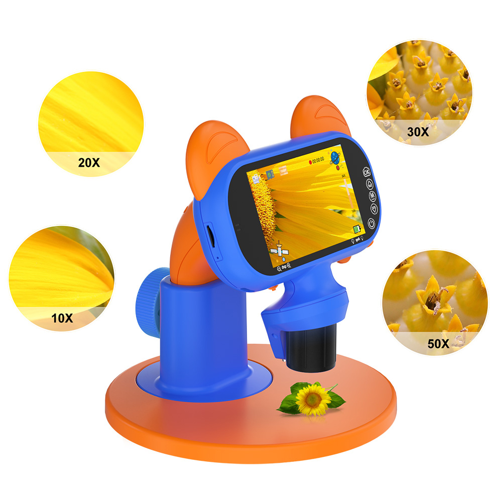 AUSEK Kids digital microscope 4", 1080P, 2600mAh, Blue - Image 4