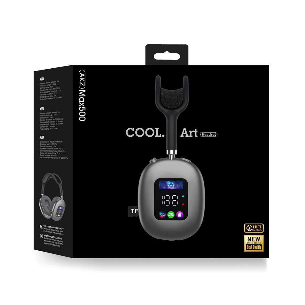 Musen Wireless Headphones on Ear Max 500, Black - Image 2