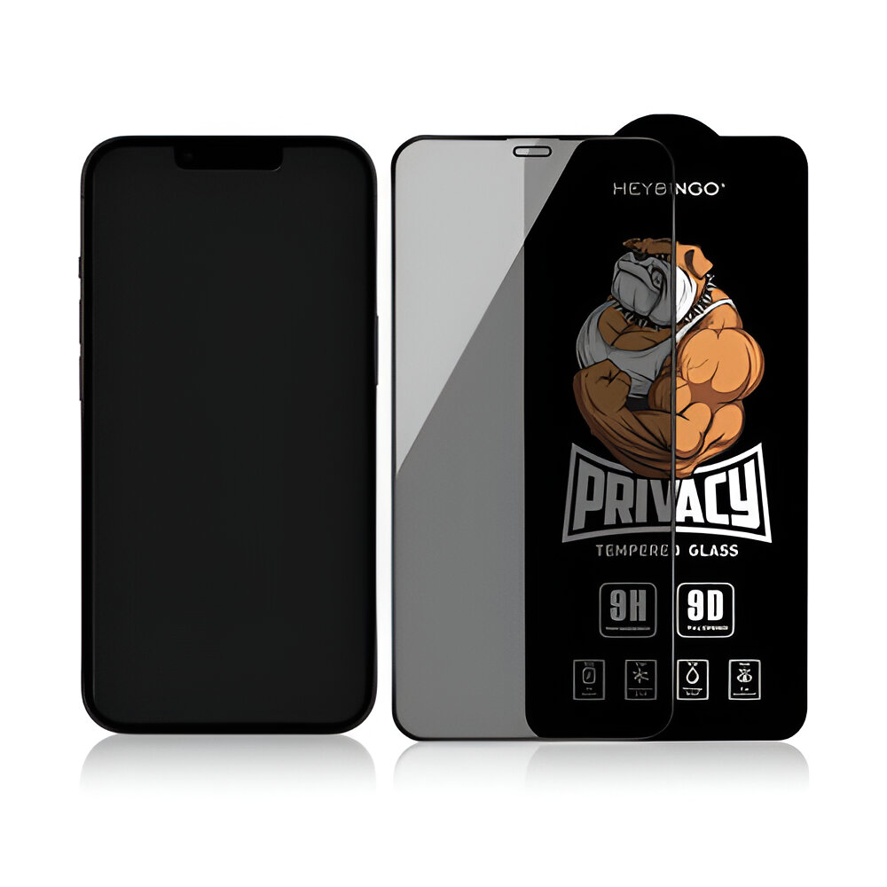 Bingo Privacy Diamond Glass HD+ Full Glue iPhone 14/13/13 Pro, Black - Image 2