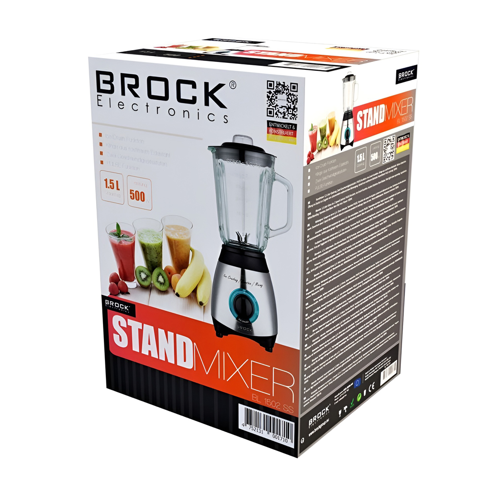 BROCK Blender BL 1502 SS, 1.5L, Glass Jar, Stainless Steel Base, 500W - Image 4