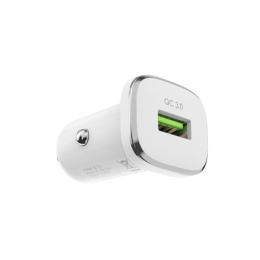 Borofone Car Charger USB QC3.0 18W (Cable USB to MicroUSB) BZ12A Lasting, White - Image 2