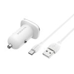 Borofone Car Charger USB QC3.0 18W (Cable USB to Type-C) BZ12A Lasting, White