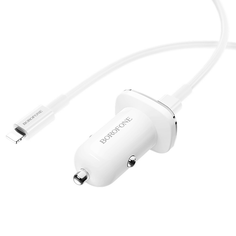 Borofone Car Charger Type-C PD3.0 18W (Cable Type-C to Lightning) BZ12B Lasting, White - Image 2