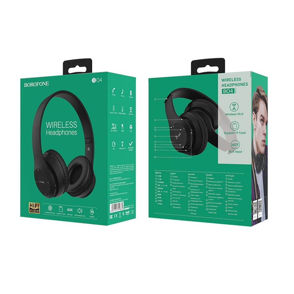 Borofone On-Ear Headphones with MIC Bluetooth BO4 Charming, Black - Image 3