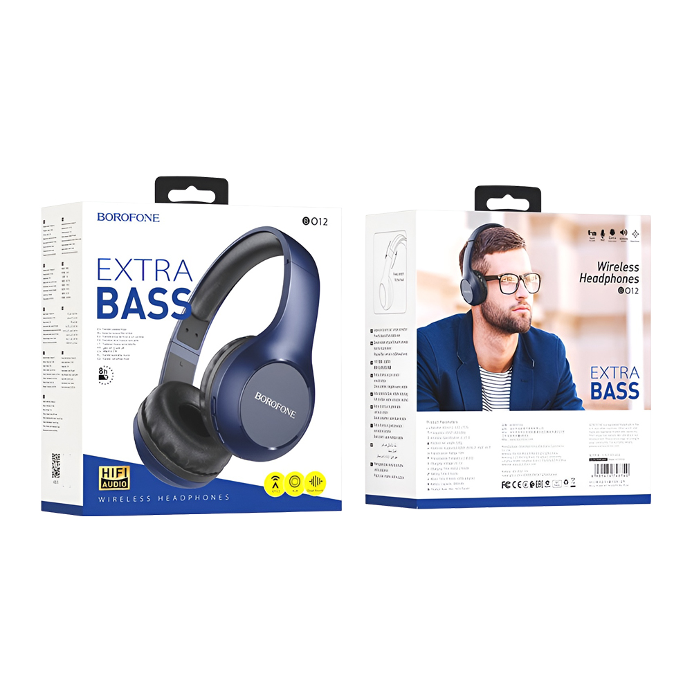 Borofone On-Ear Headphones with MIC Bluetooth BO12, Blue - Image 3