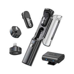 Boya Wireless Microphone Magic 4 in1 3 RX+2 TX+1 Charging case+ 1 All-in-One Storage Bag, Type-c+Lightning+3.5 mm Camera Receiver, Black