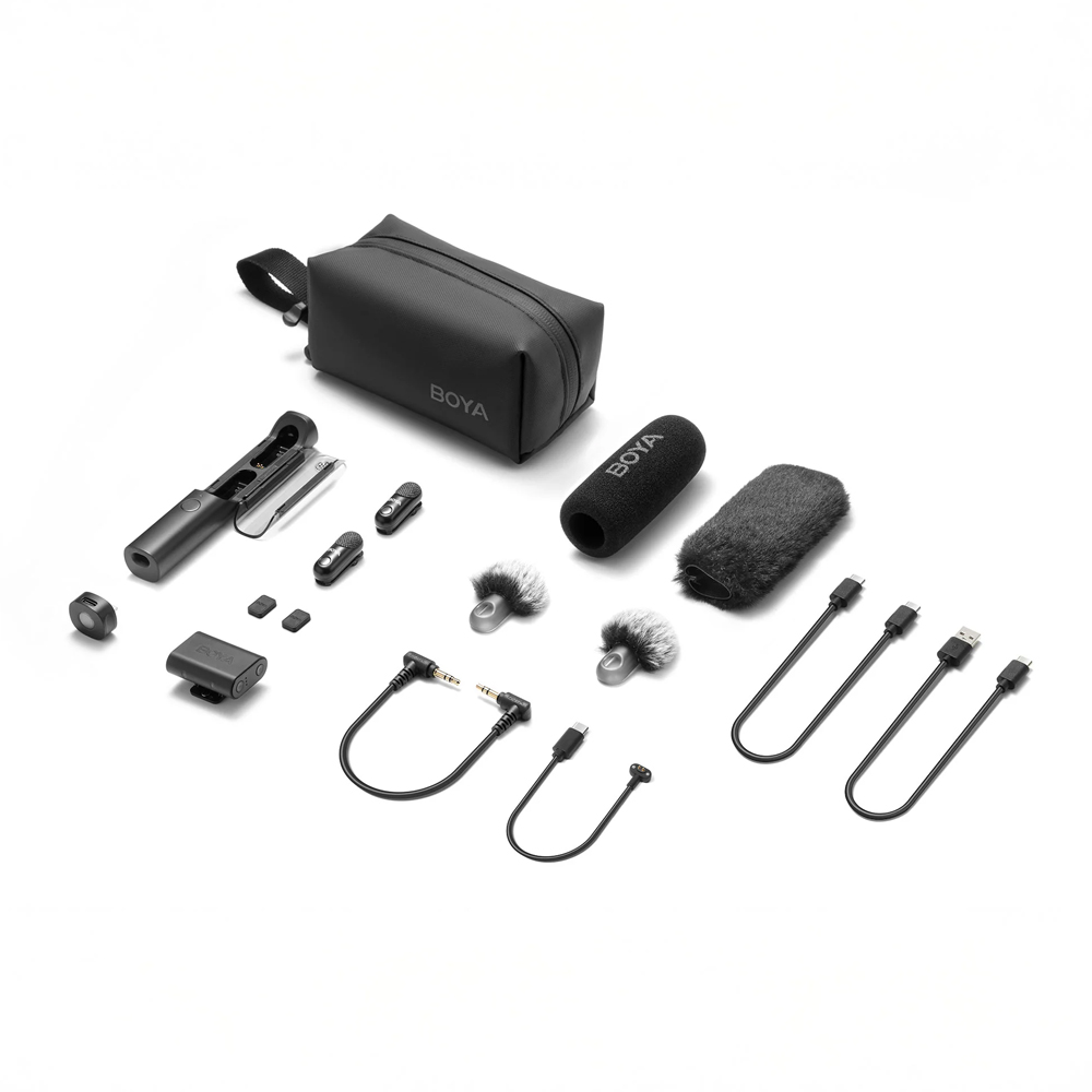 Boya Wireless Microphone Magic 4 in1 3 RX+2 TX+1 Charging case+ 1 All-in-One Storage Bag, Type-c+Lightning+3.5 mm Camera Receiver, Black - Image 3