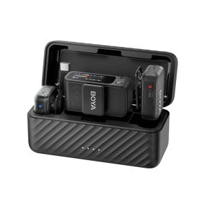 Boya Wireless Microphone 3-in-1 with Onboard Recording (BOYAMIC V2), 3 Audio Adapter, Lavaier Included, Black