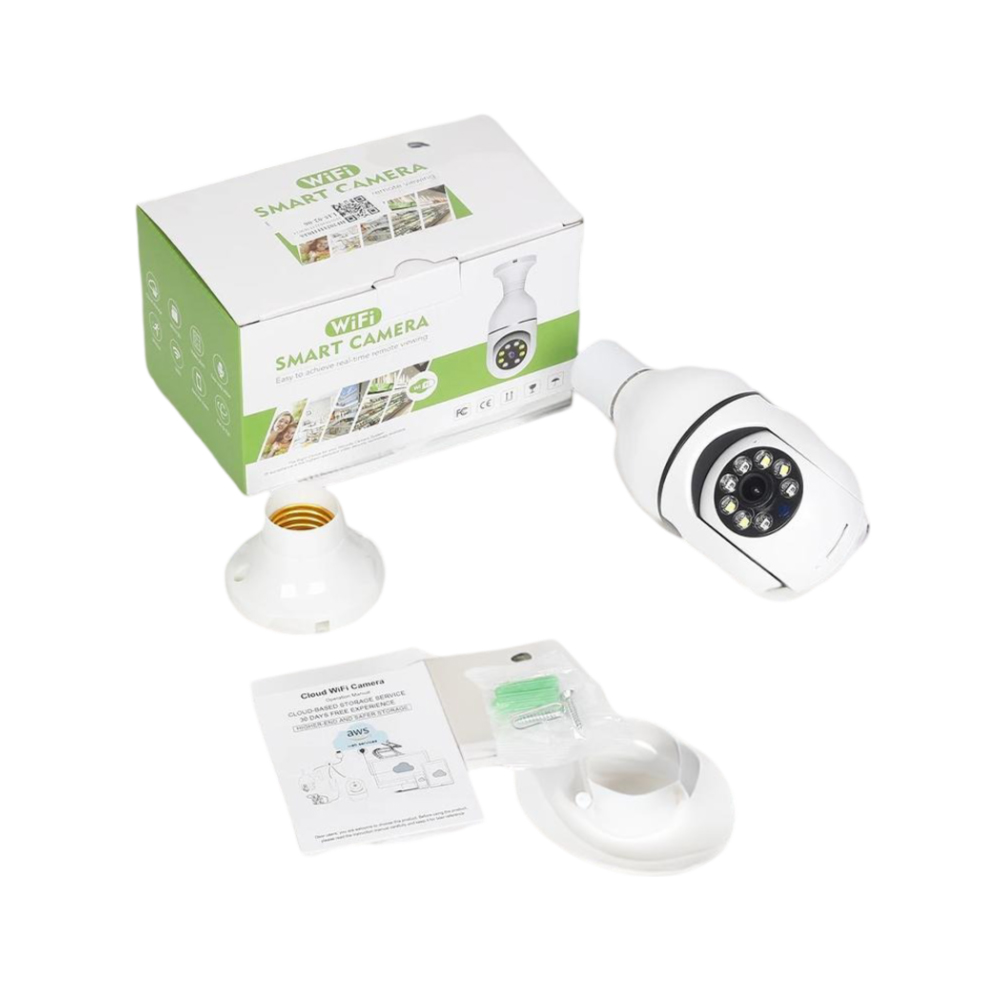 Bulb E27 Wi-Fi Smart Camera 2MP 1080P App Tuya, White - Image 3