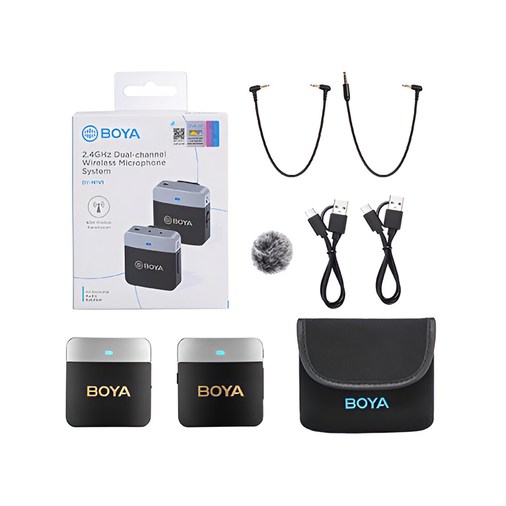 Boya Wireless Microphone 2.4GHz Dual-Channel System (BY-M1V1) 3.5mm Jack, Black - Image 3