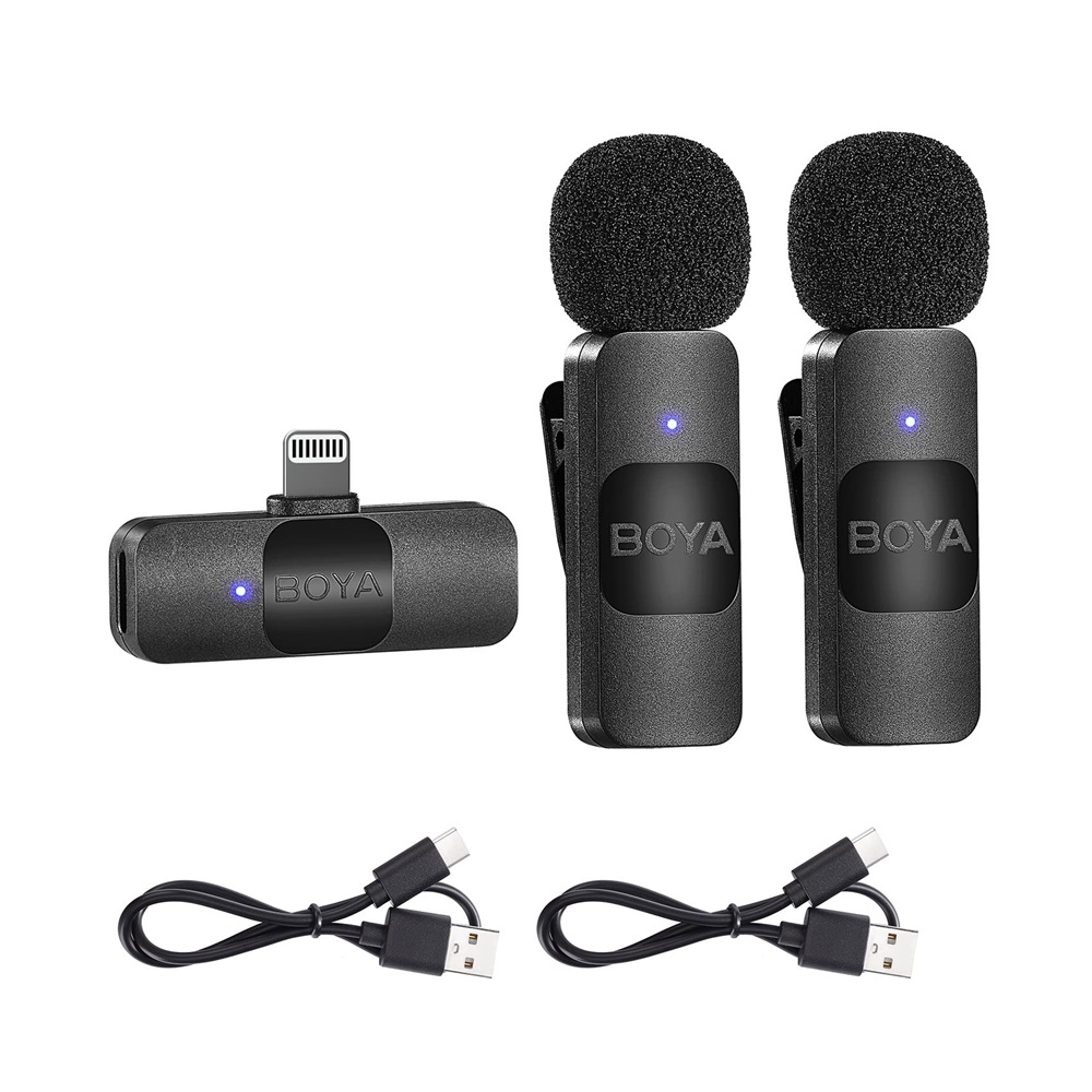 Boya Wireless Microphone Ultracompact 2.4GHz Dual-Channel System (BY-V2), Lightning Jack, Black - Image 3