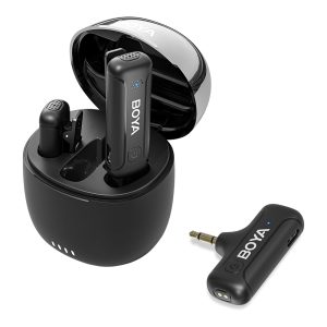 Boya Wireless Microphone 2.4GHz Dual-Channel System with Charging Case (BY-WM3T-U2), 3,0 Jack, Black