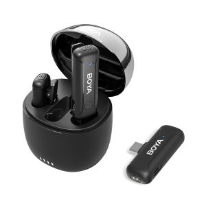 Boya Wireless Microphone 2.4GHz Dual-Channel System with Charging Case (BY-WM3T-U2), Type-C Jack, Black