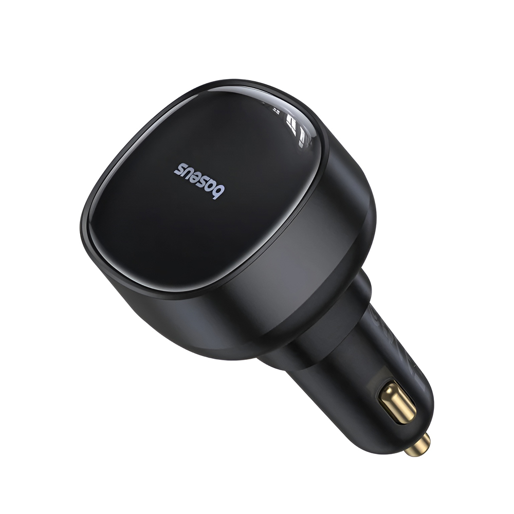 Baseus Car Charger Retractable Enjoyment Pro Type-C with Cable 60W Cluster, Black