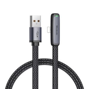 Mcdodo Cable Zebra Series 90 Degree USB-A to Lightning 3A 1.8m, Black