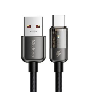Mcdodo Cable Auto Power off Transparent USB-A to Type-C 6A 100W 1.2m, Black