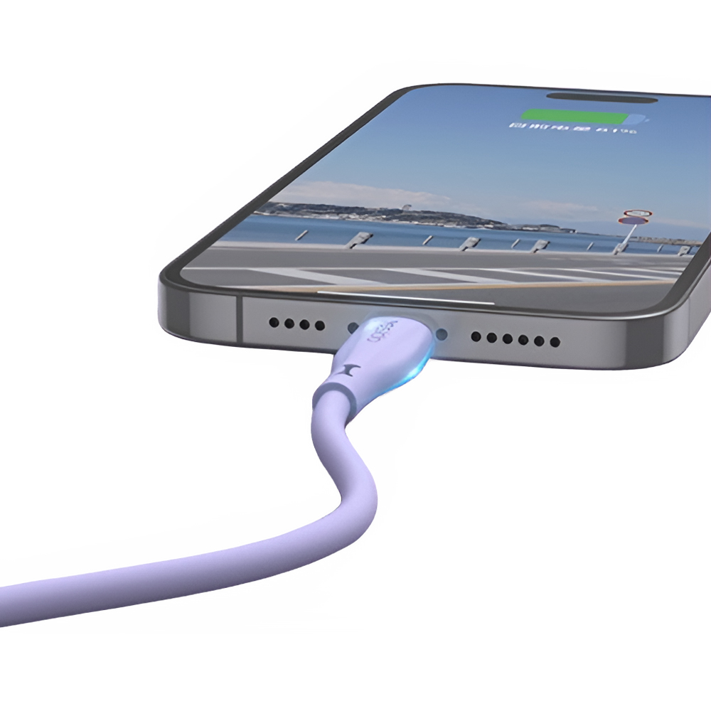 Yesido Cable Liquid Silicone Series USB-A to Lightning 18W 1m, Purple - Image 2