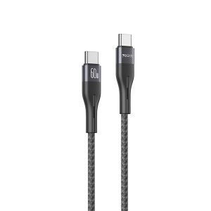 Yesido Cable Aluminum Series Type-C to Type-C 3A 60W 1.2m, Black