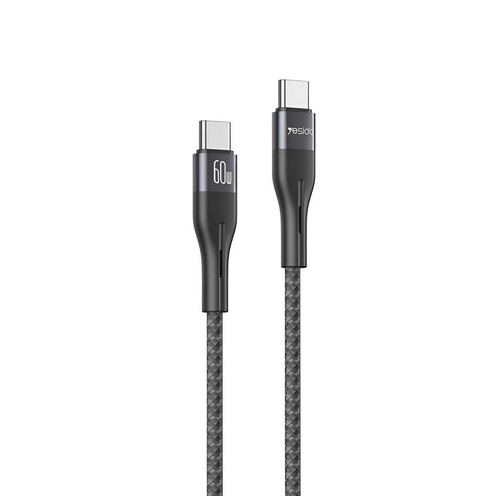Yesido Cable Aluminum Series Type-C to Type-C 3A 60W 1.2m, Black
