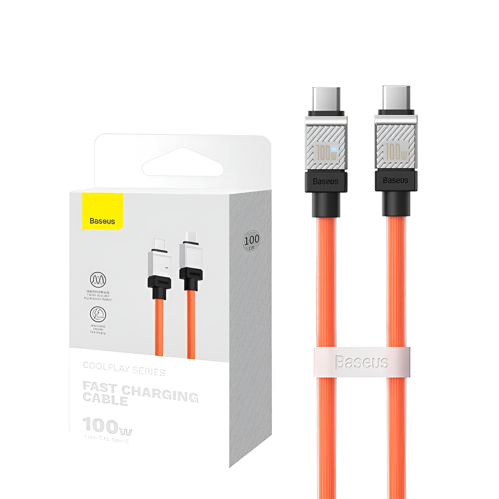 Baseus Cable CoolPlay Series Type-C to Type-C 5A 100W 1m, Orange (Damaged Boxes) - Image 3