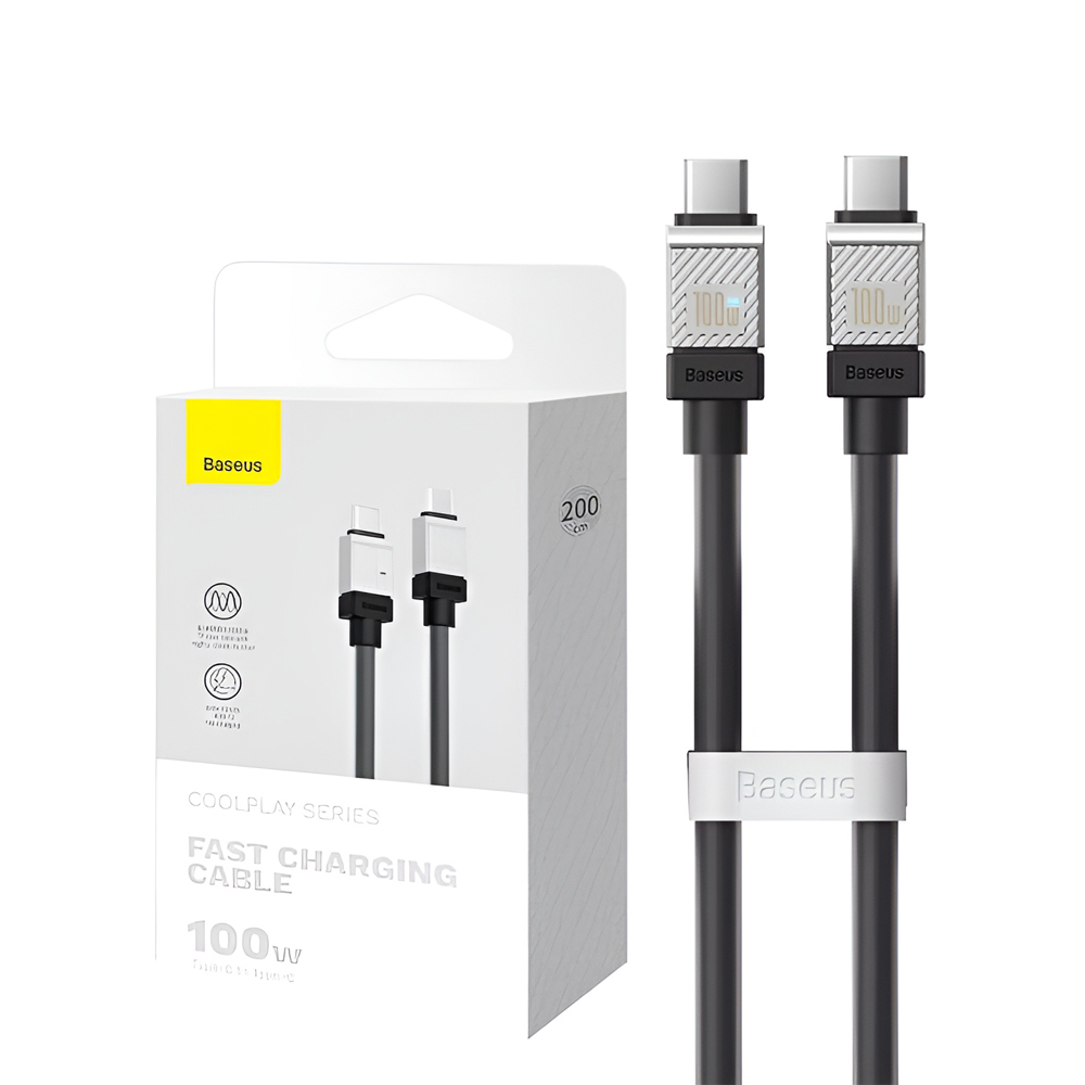 Baseus Cable CoolPlay Series Type-C to Type-C 5A 100W 2m, Black (Damaged Boxes) - Image 3