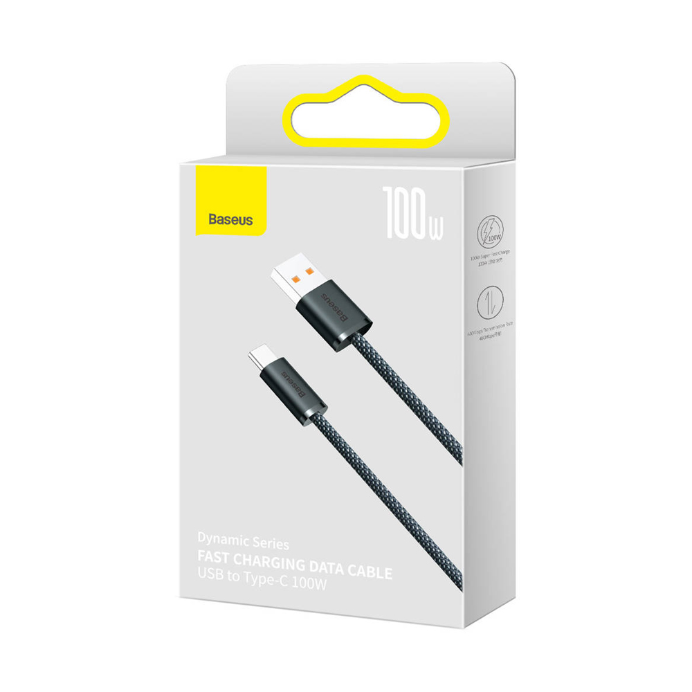 Baseus Cable USB-A to Type-C 100W 2m Dynamic Series, Gray (Damaged Box) - Image 3
