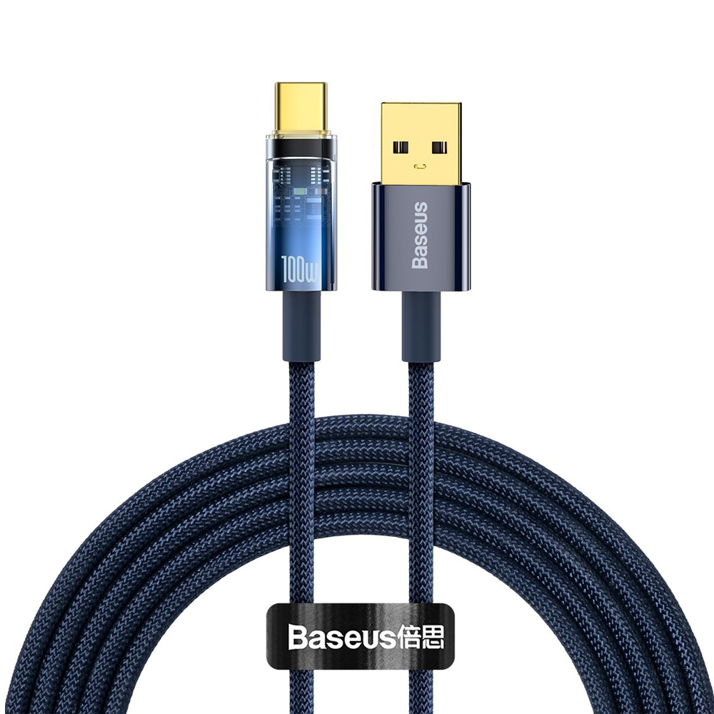 Baseus Cable Explorer Smart Temperature USB-A to Type-C 5A 100W 2m, Blue