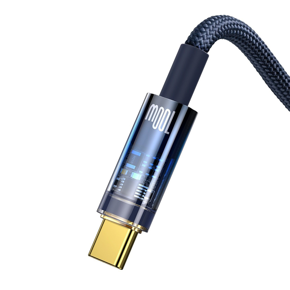Baseus Cable Explorer Smart Temperature USB-A to Type-C 5A 100W 2m, Blue - Image 3