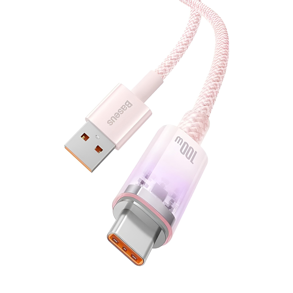Baseus Cable Explorer Smart Temperature USB-A to Type-C 5A 100W 2m, Pink - Image 2